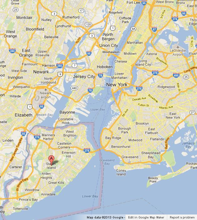 Staten Island on Map of New York City