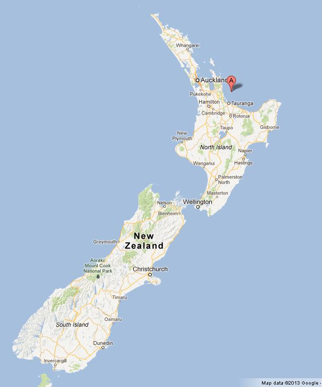 Mayor Island on Map of New Zealand