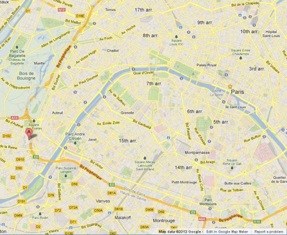 Parc des Princes on Map of Paris