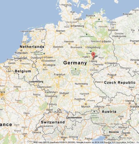 Leipzig on Map of Germany