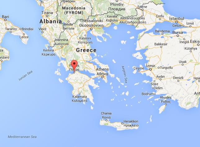 Where is Patras on map of Greece
