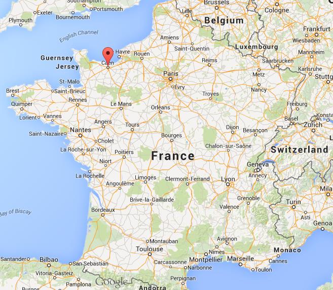 Where is Caen on map France
