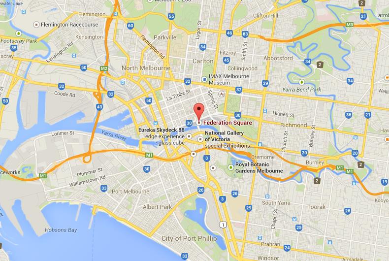 Federation Square on Map of Melbourne