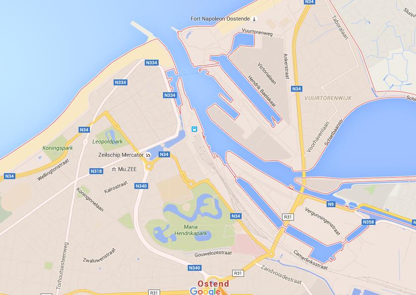 Map of Oostende