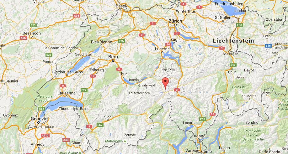 Where is Rhone Glacier on map Switzerland