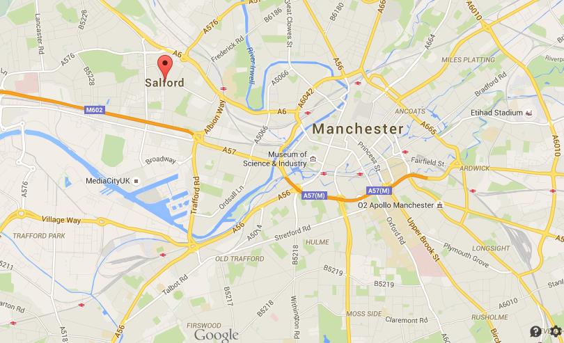 Where is Salford on map of Manchester