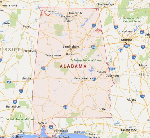 Where is Alabama on USA map