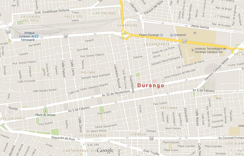 Map Of Durango Mexico Cities