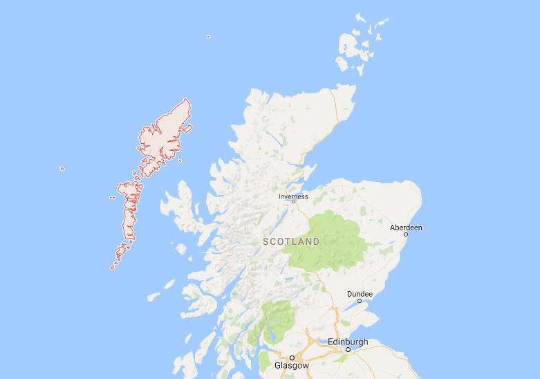 Where are Outer Hebrides on map Scotland