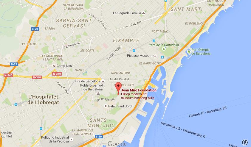 Where is Joan Miro Foundation on map Barcelona