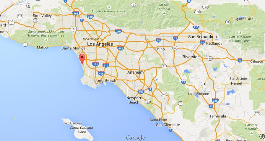 Where is Manhattan Beach on map Los Angeles