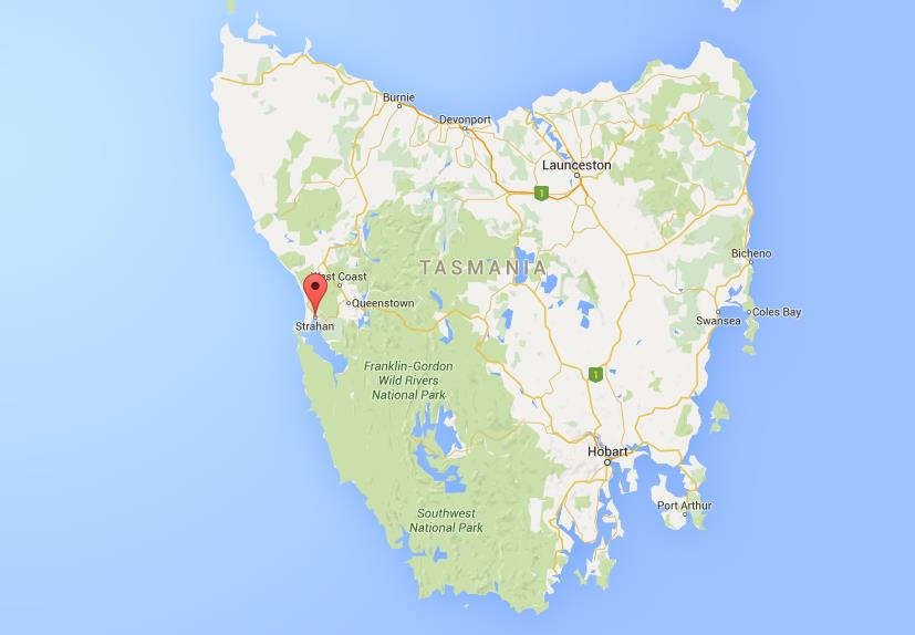 Where is Strahan on map Tasmania