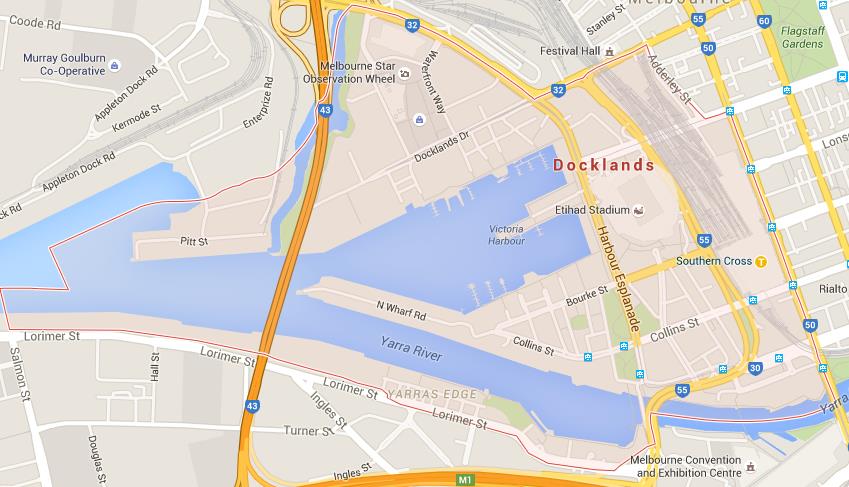 Map of Docklands - World Easy Guides