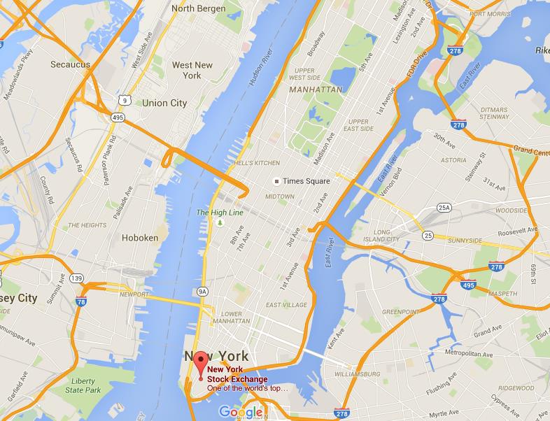 Where is Stock Exchange on map Manhattan