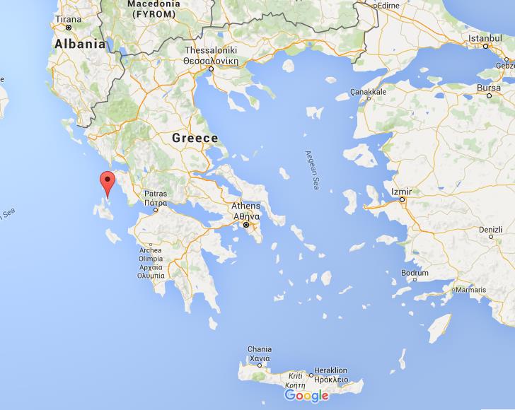 Where is Ithaki on map Greece