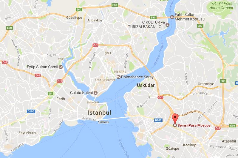 Where is Semsi Pasa Mosque on map Istanbul