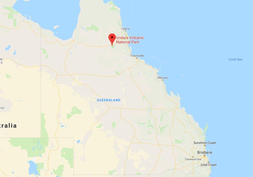 Where is Undara Volcanic National Park on map of Queensland