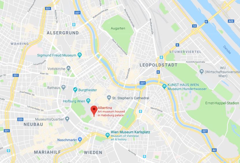 Where is Albertina on map of Vienna