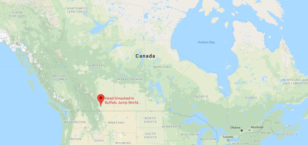 Where is Head Smashed in Buffalo Jump on map of Canada