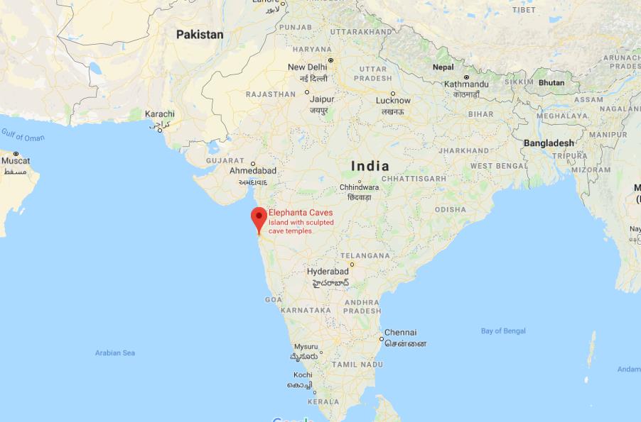 Where are Elephanta Caves on map of India