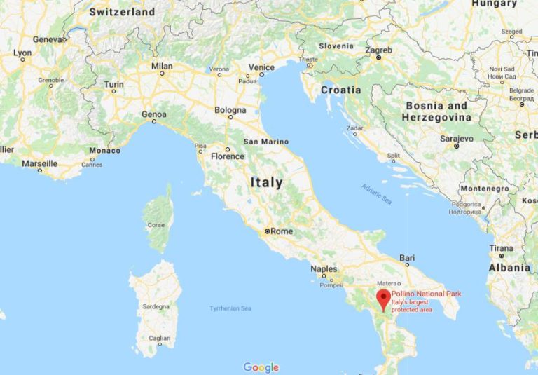 Where is Pollino National Park on map of Italy