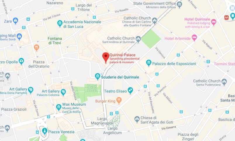 Map of Quirinal Palace in Rome