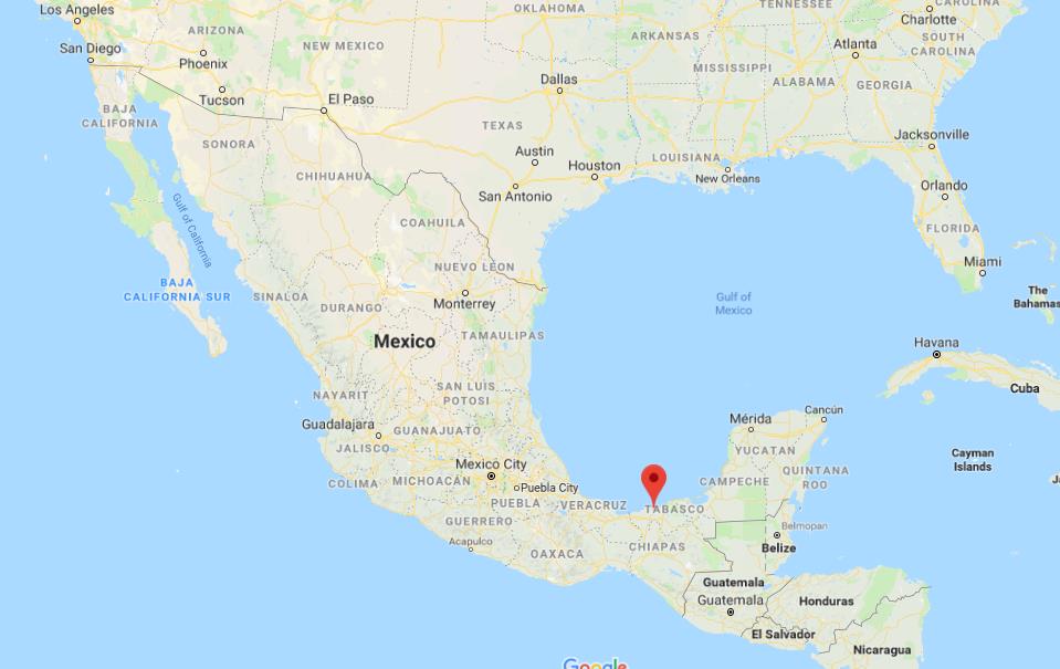 Where is Comalcalco on map of Mexico