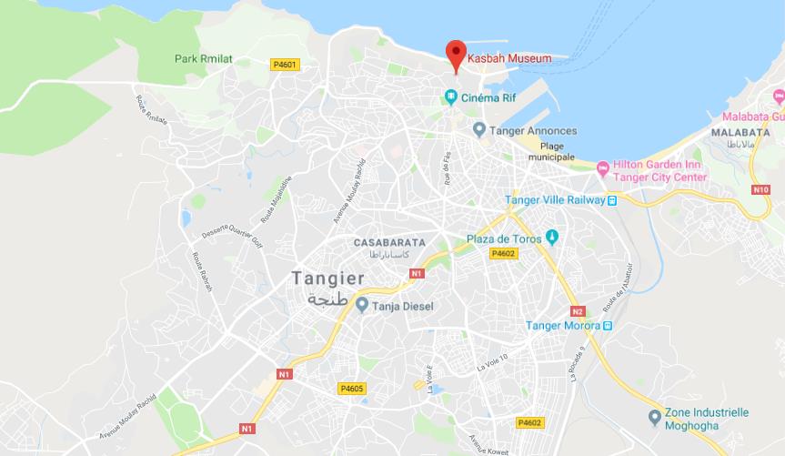 Where is the Kasbah on map of Tangier